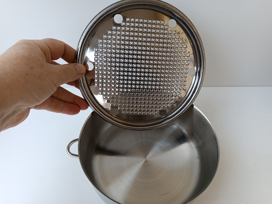 Italian Vintage Round Inox Cheese Grater Box for Parmesan. Cheese