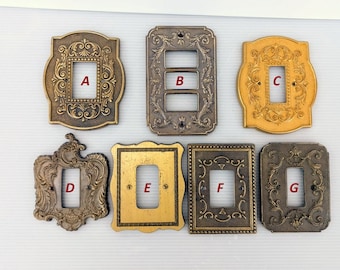 Vintage Italy 1950 Heavy Brass Switch Plate Cover for light switch Decorated brass plate Made in Italy Wall decorations Home decorations