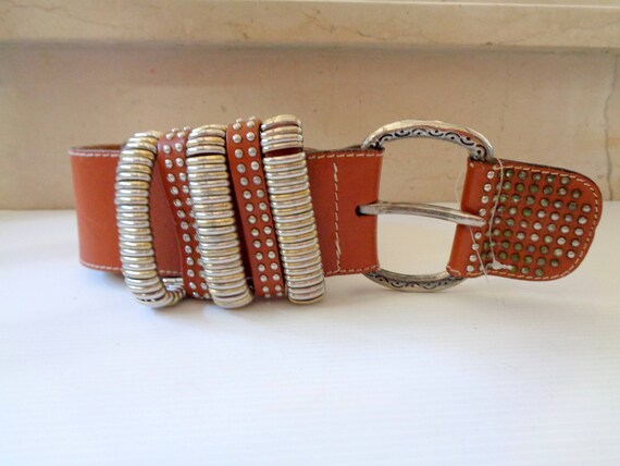 Vintage Italian brown wide belt Vintage First Issue Italy 1.5 In. Wide Women main image 2