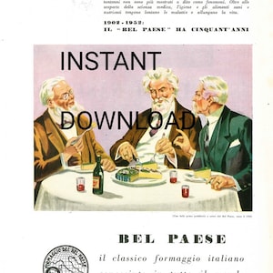 Vintage Werbeplakat von Bel Pease Italien 1940er Jahre. Retro Werbung Digitaldruck. Druckbarer Scan von altem Werbeplakat.