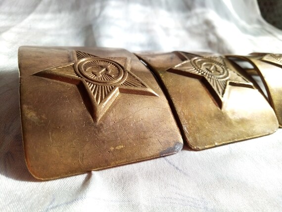 Vintage USSR 1960s Soviet Army Metal Brass Dress Belt Buckle  display picture 2