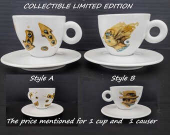 Set Di 2 Tazze Da Caffè In Vetro Da 170 Ml – Design Legno Noce – Bicchieri Per Espresso E Cappuccino