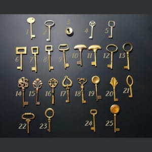 Vintage Italien Sammler Skelett Klappschlüssel, reich verzierte authentische Messing Möbelschlüssel Vintage Rüstung Möbel Schrank Schublade Schlüssel, Santa's Schlüssel