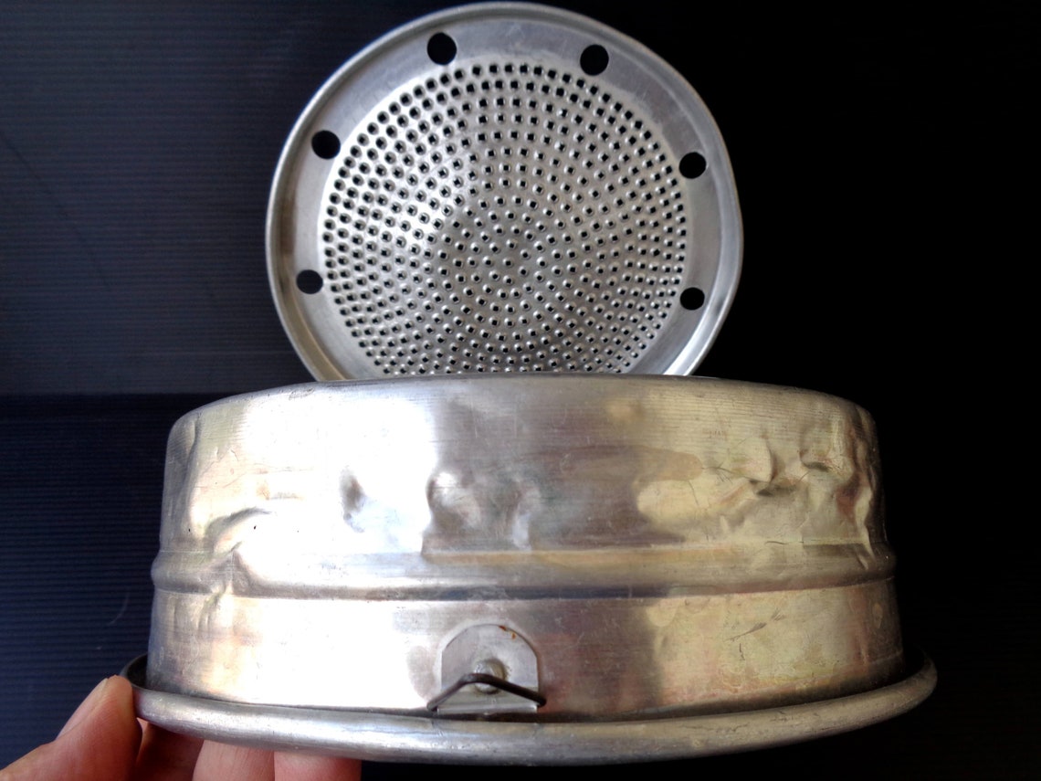 Italian Vintage round aluminum cheese grater box for Parmesan. Etsy