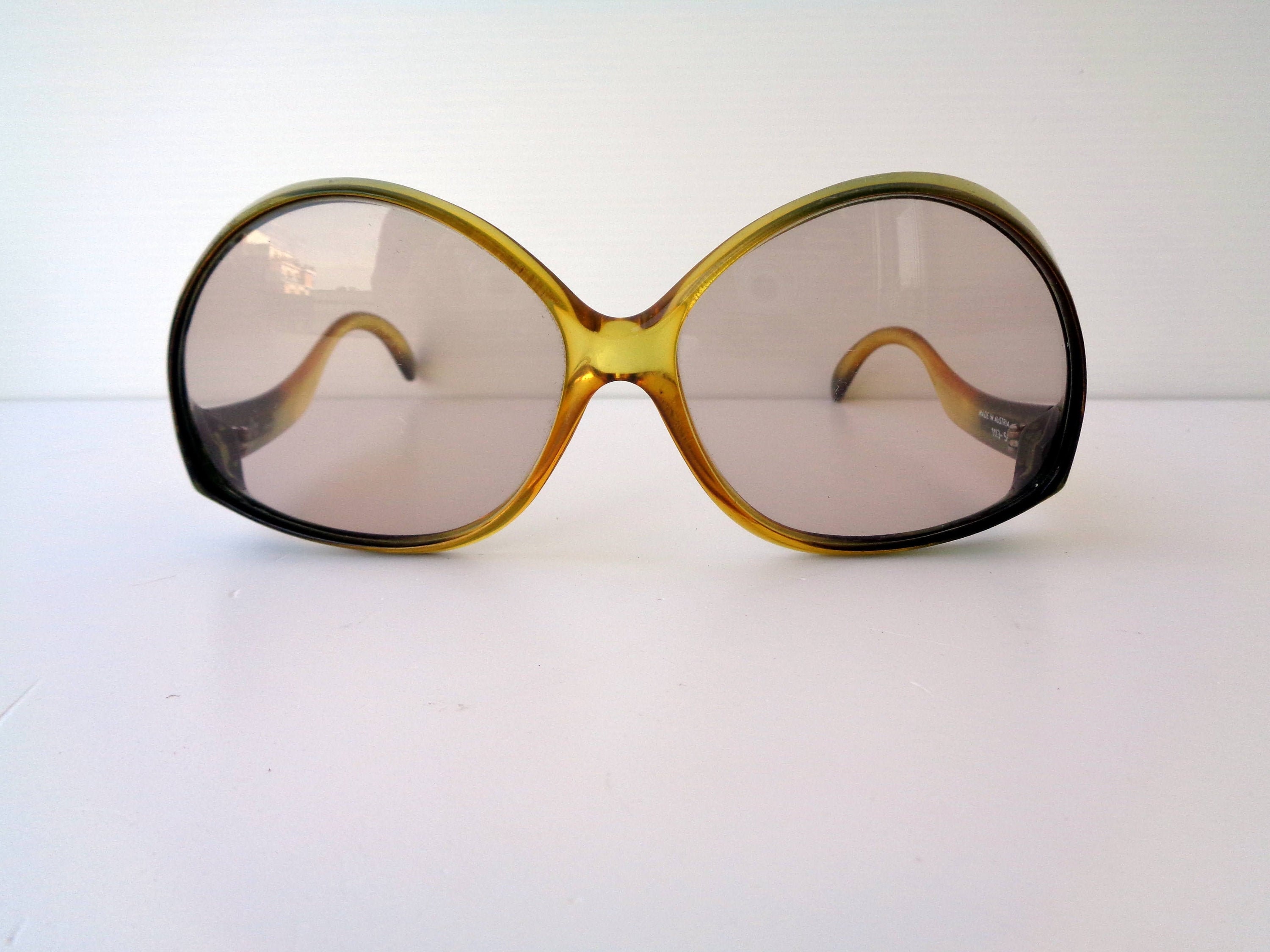 Vintage OPTYL Viennaline Sunglasses in Original Shaped Amber-green