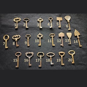 Vintage Italien Sammler Skelett Klappschlüssel, reich verzierte authentische Messing Möbelschlüssel Vintage Rüstung Möbel Schrank Schublade Schlüssel, Santa's Schlüssel