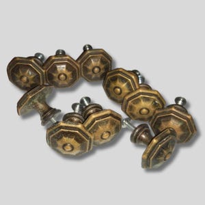 1, 2 or 3 Antique Solid Brass Cabinet Door Drawer Handle Pulls, Brass furniture door knob handles, Italian vintage furniture replacement