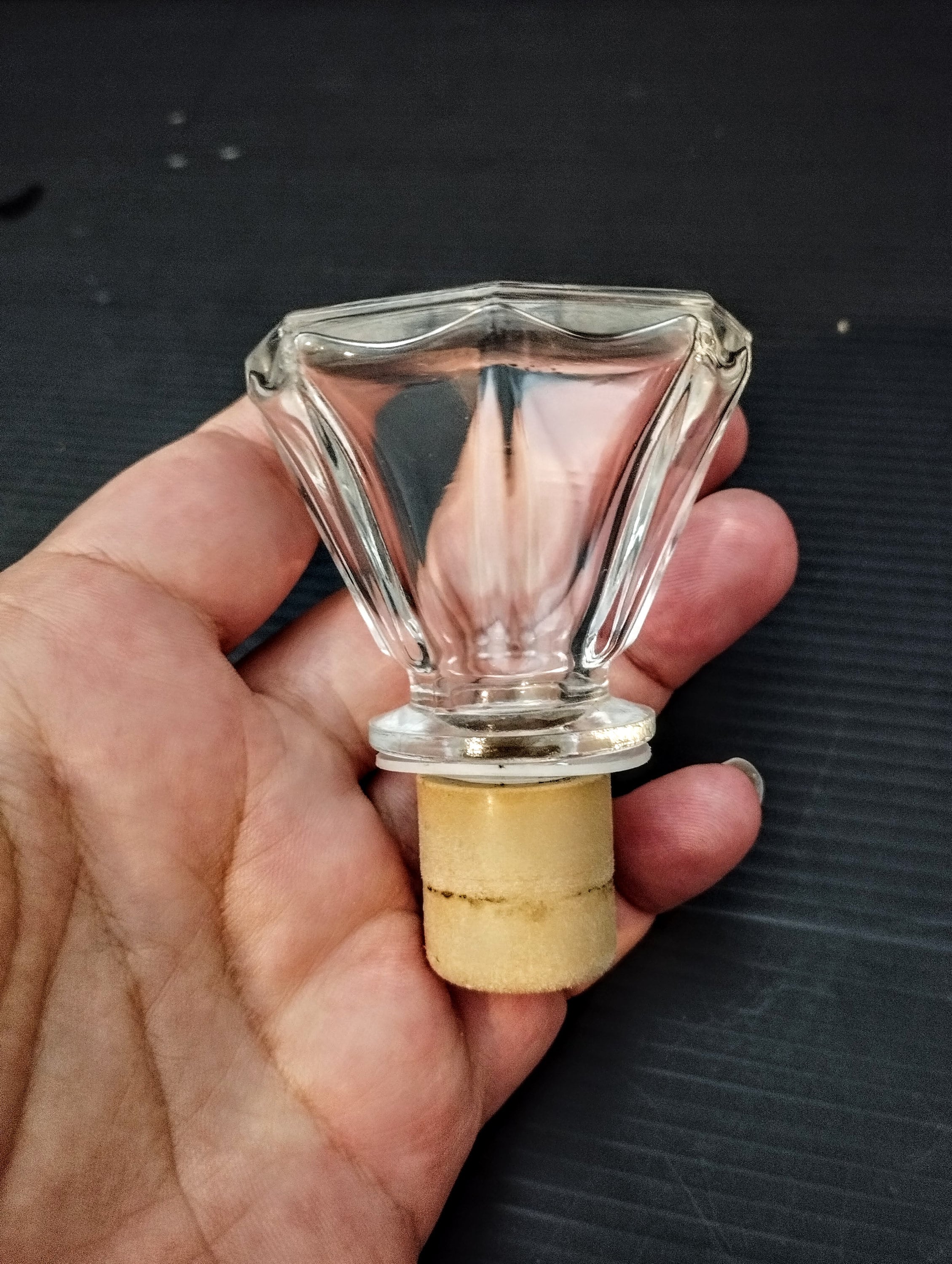 Italian Vintage Decorative Glass Bottle Stopper, Retro Carved Glass