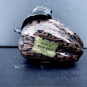 Rare Collectible Vintage original Murano glass art in black and gold. Murano glass pepper figurine for home and office decor