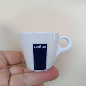 Collectible Vintage heavy white porcelain bar coffee cup branded LavAzza. Classic Coffee espresso mug Made in Italy