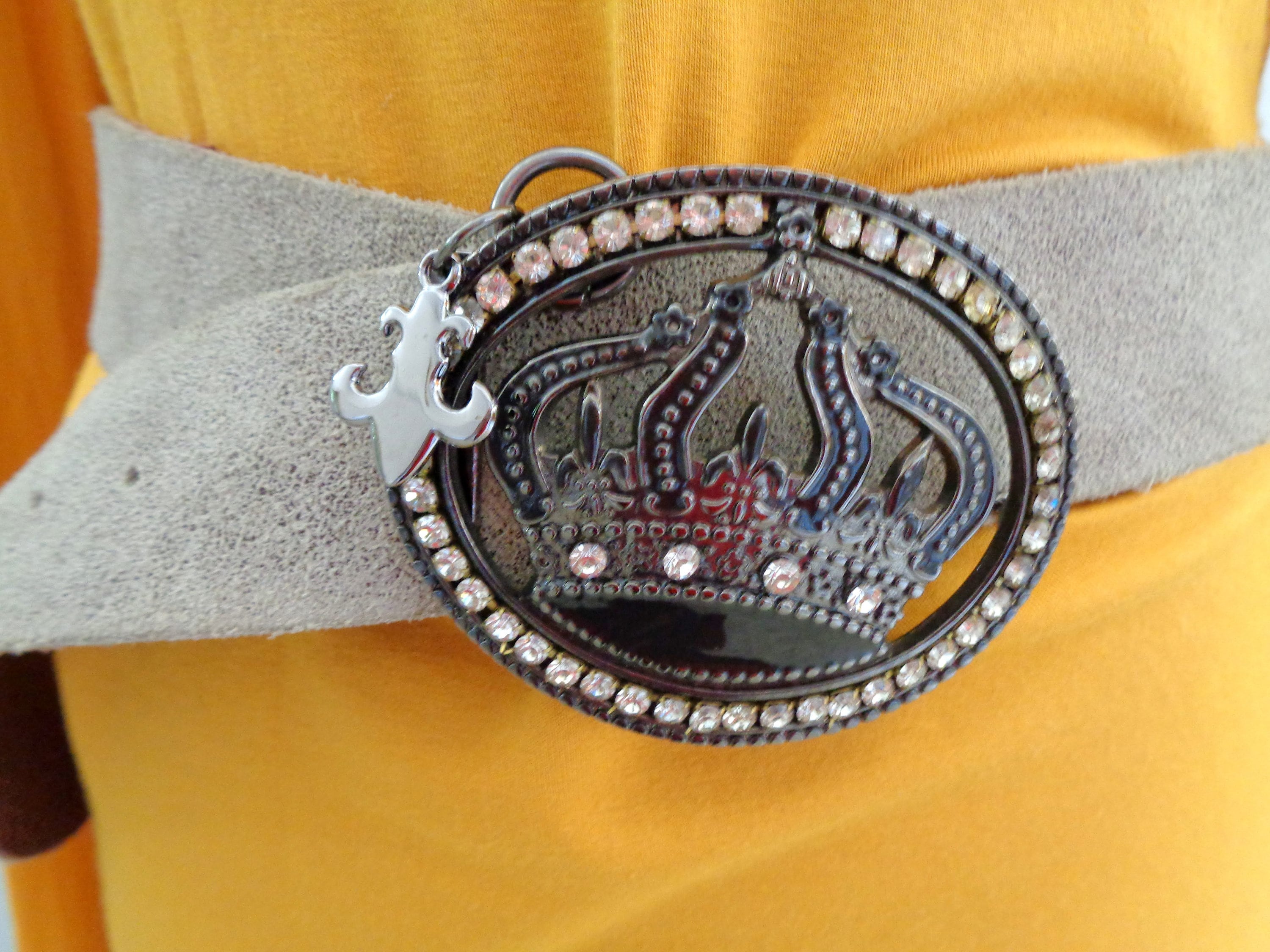 Vintage Light Gray Suede Leather Belt by Friis & Company