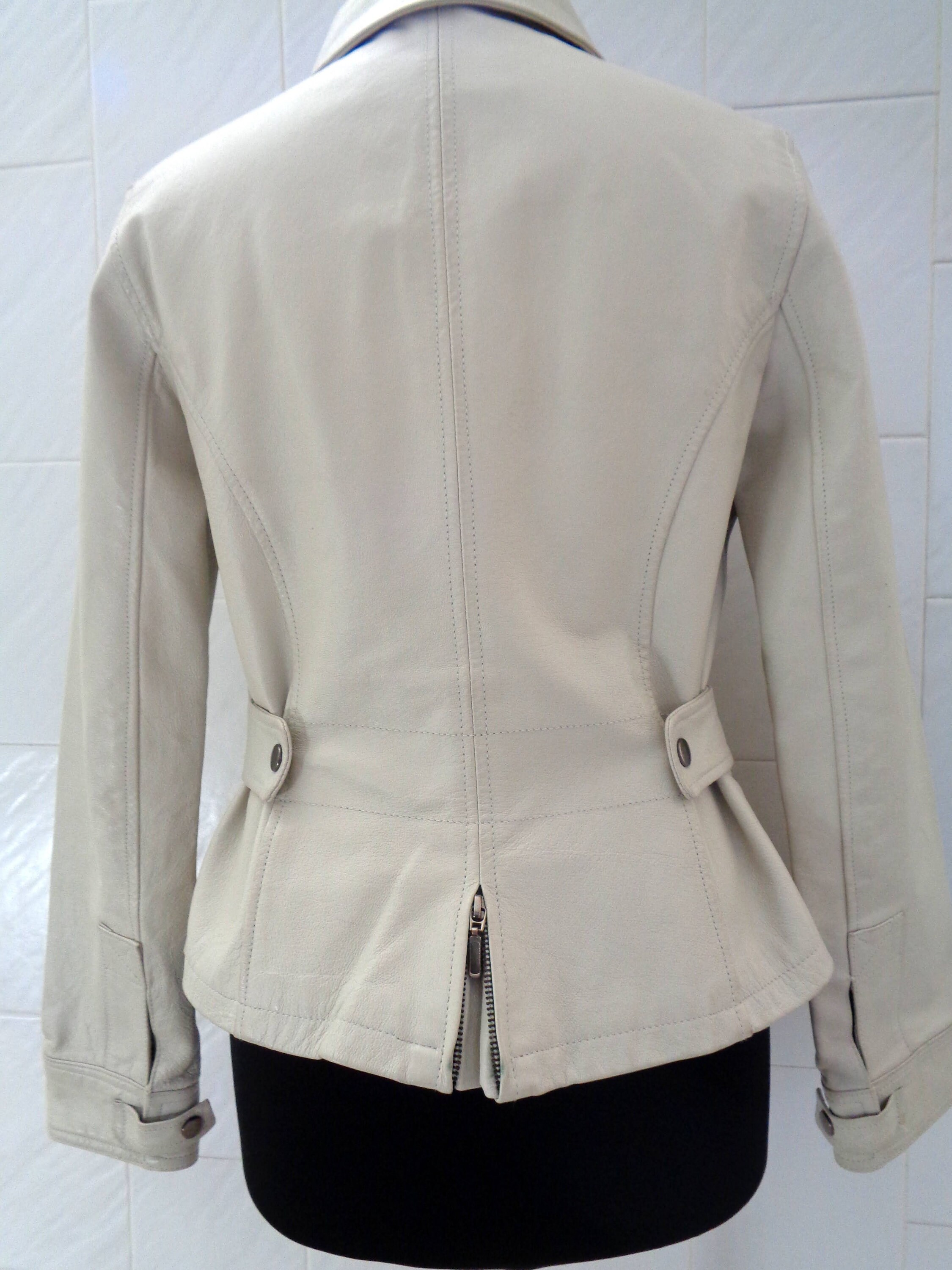 Brand New Vintage White Leather Jacket by Vera Pelle, Demi-season