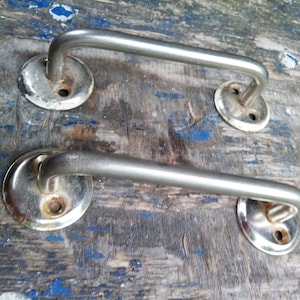 2 Vintage USSR 60s Retro stainless steel pull door handles, Shabby chic Ancient Entrance door handles, Home Improvement & Hardware