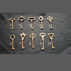 Vintage Italien Sammler Skelett Klappschlüssel, reich verzierte authentische Messing Möbelschlüssel Vintage Rüstung Möbel Schrank Schublade Schlüssel, Santa's Schlüssel