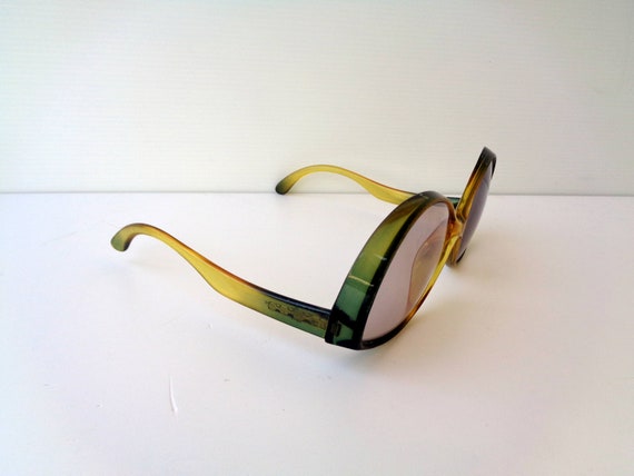 サングラス+メガネ Vintage Viennaline optyl catseye NOS! Vintage OPTYL Viennaline Sunglasses in Original Shaped Amber-green