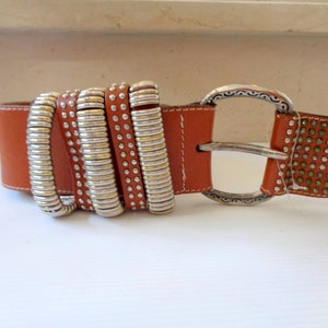 Brand new Vintage Italian Brown Leather Belt, Genuine Leather Unisex Dressing Belt, wide belt 108cm\ 42.5&quot; long