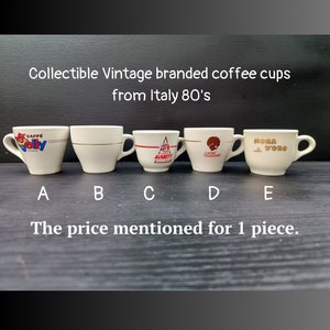 Tazze da caffè vintage classiche da collezione in porcellana bianca avorio pesante, tazze da caffè espresso da collezione degli anni '80, realizzate in Italia