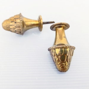 Pair of Large Pinecone Finial Vintage antique Italian door knobs, hardware brass furniture knob reproduction  18th century Italian decor
