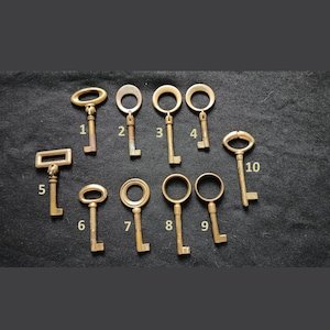 Vintage Italien Sammler Skelett Klappschlüssel, reich verzierte authentische Messing Möbelschlüssel Vintage Rüstung Möbel Schrank Schublade Schlüssel, Santa's Schlüssel