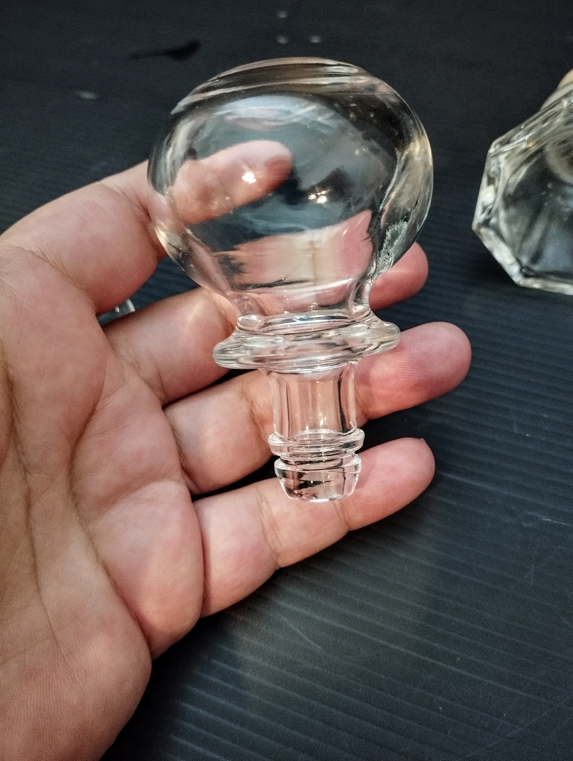 Italian Vintage Decorative Glass Bottle Stopper, Retro Carved Glass