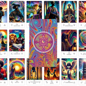 Trippy Tarot Cards - Afro Psychedelic Design | Complete 78 Card Deck | Includes Physical & Digital Guidebook