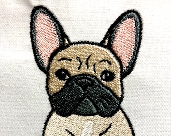 フレンチブルドッグの機械刺繍デザイン 犬の刺繍パターン デジタルファイル