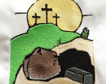 Empty Tomb Embroidery Pattern He is Risen Embroidery Design Digital File Easter embroidery Jesus Christian