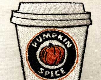Pumpkin Spice Coffee To Go Machine Borduurpatroon Borduurontwerp Digitaal Bestand
