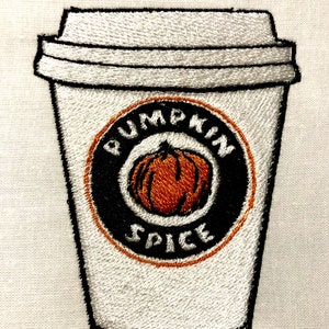 Citrouille aux épices Coffee to go, motif de broderie machine, motif de broderie fichier numérique