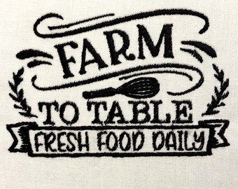 Farm Fresh Food Machine Embroidery Pattern Farm to Table Embroidery Design Digital File