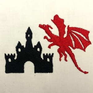 Castle and Dragon Machine Embroidery Pattern Castle Embroidery Designs Digital File