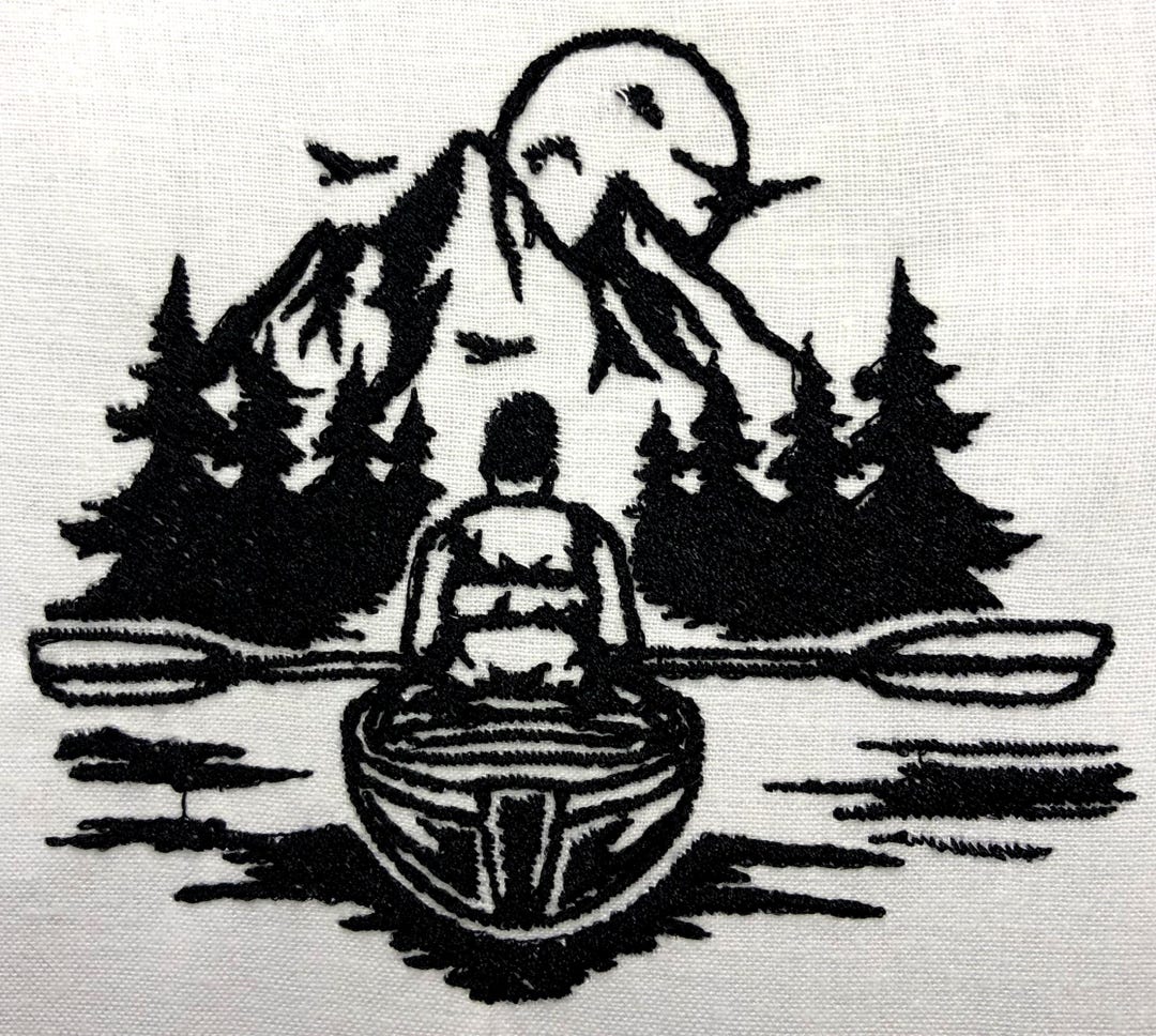 Kayaking Machine Embroidery Pattern Mountain Embroidery Design Digital ...