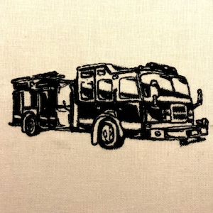 Fire Truck Machine Embroidery Pattern Fire Engine Embroidery Design Digital File