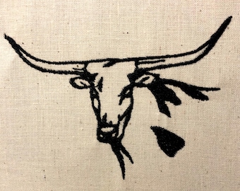 Texas Longhorn Bull Machine Embroidery Pattern Embroidery Design Digital File