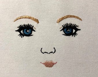 Zadie Rag Doll Face Machine Embroidery Patterns Doll Embroidery Design Digital File
