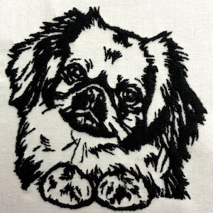 Pekingese Face Machine Embroidery Pattern Dog Embroidery Design Digital File