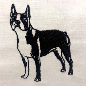 ボストン テリアの手刺繍パターン、犬のパターン、犬、手刺繍