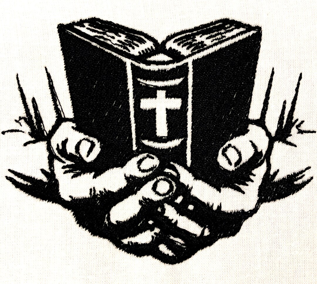Bible in Hands Machine Embroidery Pattern Religious Embroidery Design ...