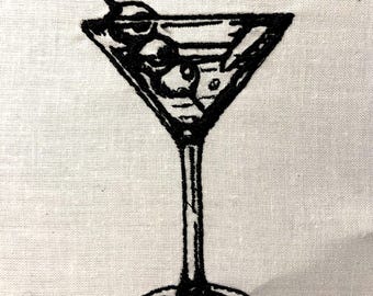 Martini Outline Machine Embroidery Pattern Cocktail Embroidery Design Digital File