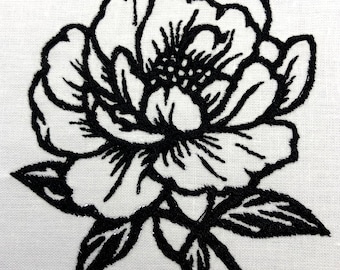 Modello di ricamo a macchina con fiore di peonia, disegno di ricamo, file digitale