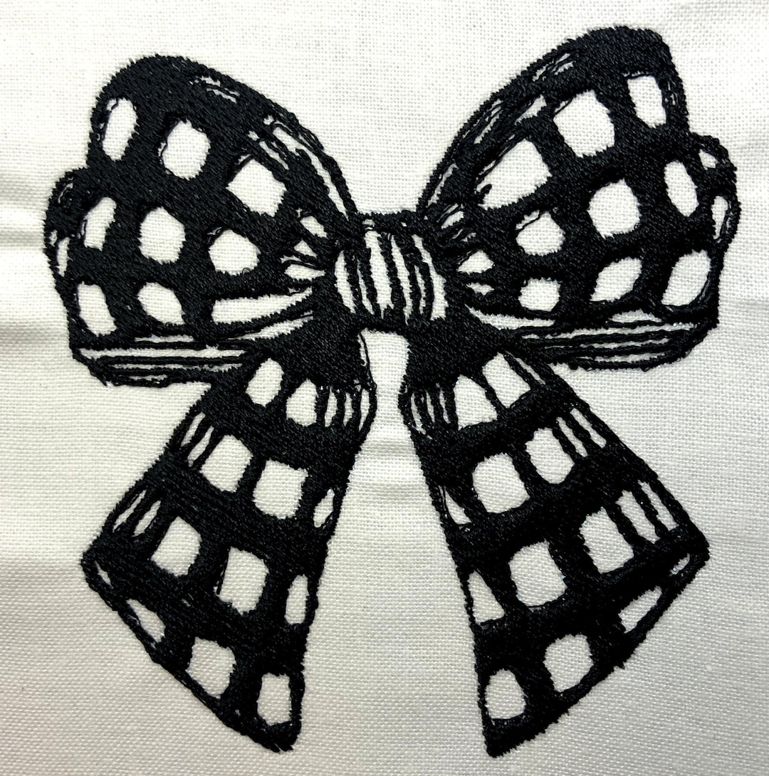 Checkared Pattern Bow Checkered Bow Machine Embroidery Pattern Coquette Bow Embroidery Design ...