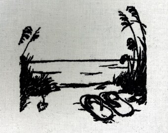 Beach Sandals Embroidery Pattern Ocean Embroidery Design Lake Machine Embroidery Patterns Digital File
