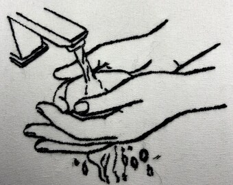 Hand Washing Machine Embroidery Pattern Washing Hands Embroidery Design Digital File