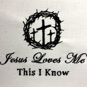 Jesus Loves Me Machine Embroidery Design Crown of Thorns Embroidery Pattern Digital File
