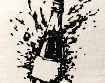 Champagne Bottle Outline Machine Embroidery Pattern Embroidery Design Digital File