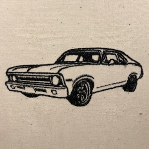 1968 Chevy Nova Machine Embroidery Pattern Vintage Car Embroidery Design Digital File
