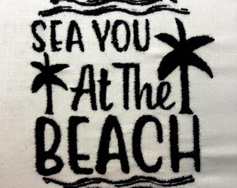 Sea You at the Beach Embroidery Pattern Ocean Embroidery Design Digital File