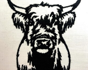 Highland Cow Face Machine Embroidery Pattern Farm Embroidery Design Digital File