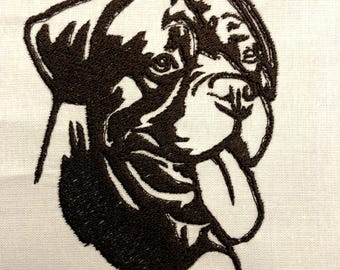 French Mastiff Panting Machine Embroidery Pattern Dog Embroidery Design Digital File