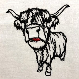 Highland Cow Machine Embroidery Pattern Farm Embroidery Design Digital File